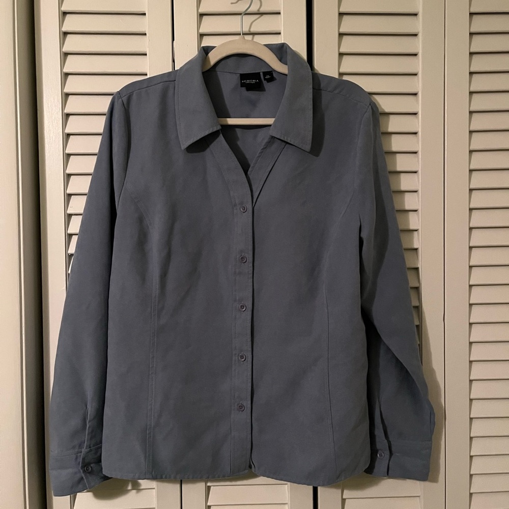 Sonoma Blue Suede Button Up Shirt Size Extra Large